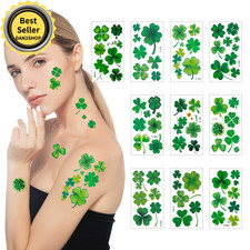 St. Patrick's Day Shamrock Temporary Tattoos  Face Stickers, Waterproof Saint..