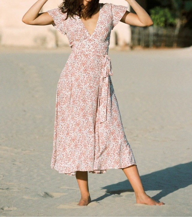 Auguste Gemima Isla Reverse Wrap Midi Dress Womens 10 Floral Boho Gypsy Flowy
