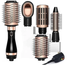 Nicebay by Whall 4 In 1 Hot Air Brush Black Hair Dryer With Attachments New Open