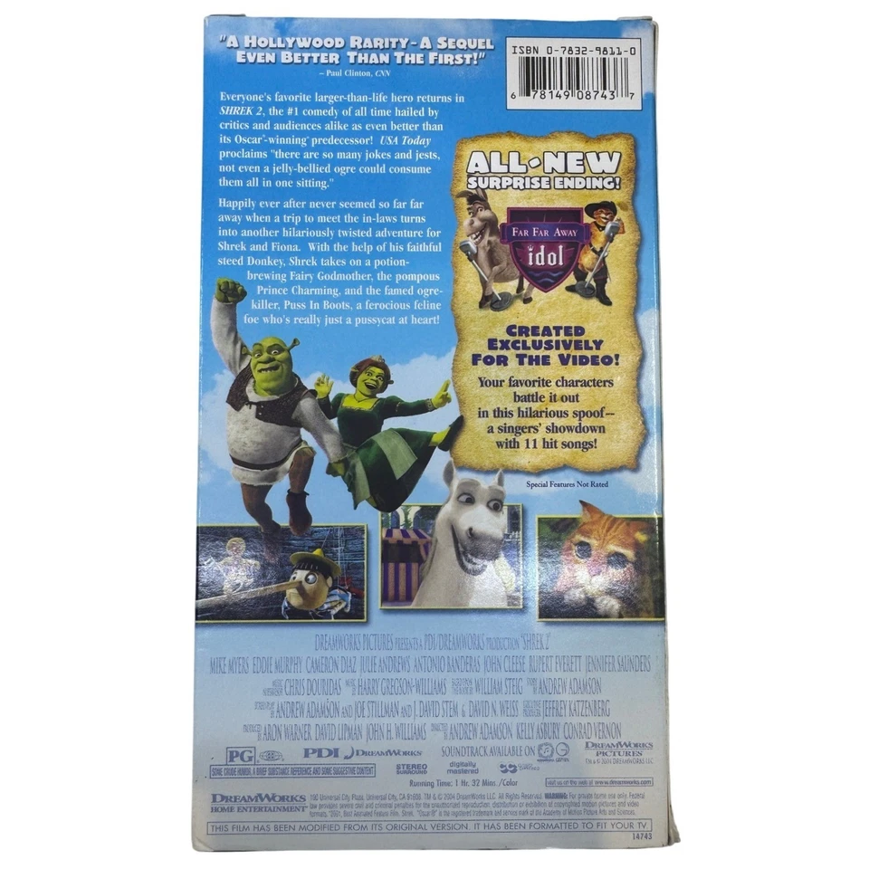 Shrek 2 VHS 2004 DreamWorks Animated Movie Family Comedy Tested - Image 2 of 3