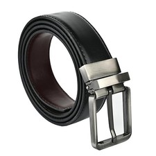 Spendy Men's Reversible PU Leather Belt  Black 2-in-1 Formal  Casual Belt