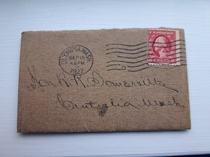1922 Washington State Fair invitation with envelope and 2 cent Washington stamp