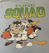 SPACE JAM Looney Tunes Bugs Bunny Squad shirt Long Sleeve Medium Light Blue Vtg