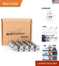 High-Durability M12x1.5 Closed End Bulge Acorn Lug Nuts - 20 Pack, Chrome Finish