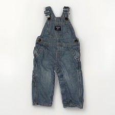 OshKosh B gosh 12M Hickory Stripe Denim Railroad Overalls Vintage Style Baby