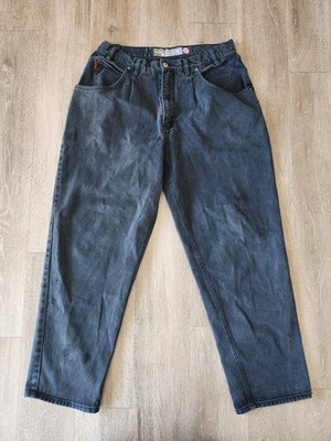Vintage 90s Bugle Boy Gold Crest Baggy Fit Black Jeans 34 X 30
