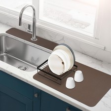 Meetcolor 2PCS 12" x 19" Dish Drying Mat  24" x 5.5" Faucet Mat for Kitchen