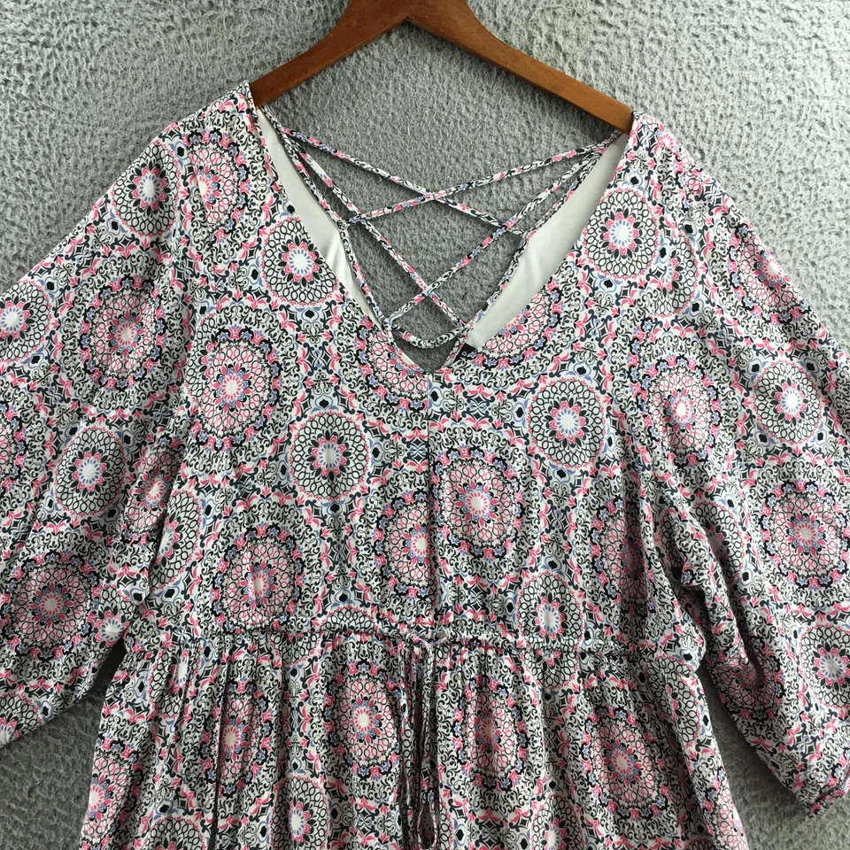 Torrid мини Challis Skater платье женщин 3 многоцветный геометрический принт короткий рукав - Изображение 2 из 4