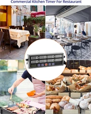Digital Kitchen Timer 8-Channel Multi-Timer Waterproof Panel Adjustable Volume