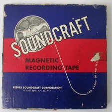 SOUNDCRAFT; Magnetic Reel To Reel Recording Tape - REEVES - 1200 Ft;  Plus Music