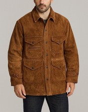 Polo Ralph Lauren Suede Leather Coat Pouch Cargo Game Pockets Ranch Jacket L