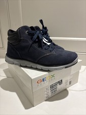 Image of Geox Respira Xunday Boys High Top Trainers Boots Navy Black UK1.5