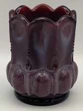 Degenhart Amethyst Slag Toothpick Holder Beaded Oval | Vintage