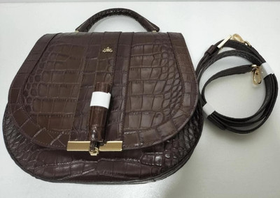 DeMellier The Midi Venice Croc Embossed Leather Handle Bag 2Way Brown Near Mint