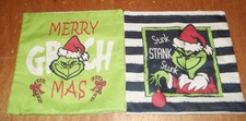 2 Merry Grinchmas Grinch Pillow 18 X 18 zipper Covers Christmas stink stank