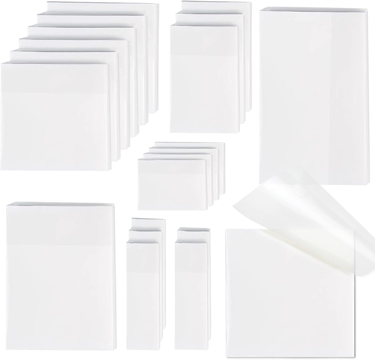[1000 PCS] Transparent Sticky Notes, 6 Sizes Clear Sticky Notes Pads, Waterproof-image