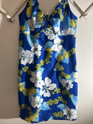 Miken Clothing Blue Floral Spaghetti Strap Dress Multicolored Size M Y2K Boho