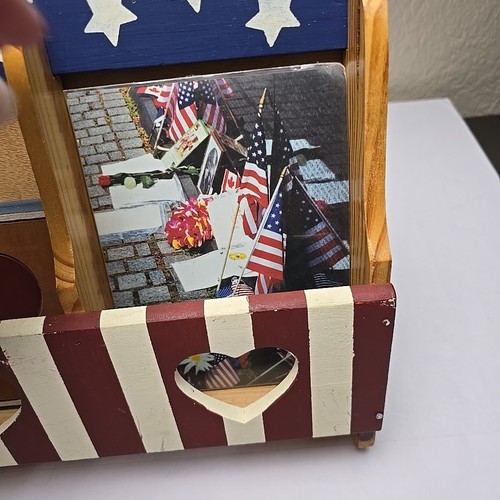 Vintage Wood Hearts Organizer Wall Hanging Rack Cut-Out Key Patriotic USA - Picture 6 of 24