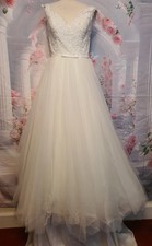 Alfred Angelo Wedding Dress UK 10 Ivory Lace Tulle A-Line Bridal Gown Princess