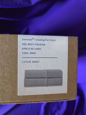 REST  Evercool + Flat Sheet Only, Cali King/King Size, Cool Gray, 104''X108''