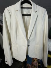Banana Republic Women's Single Button Stretch Blazer Sz 4 Ivory Classic READ