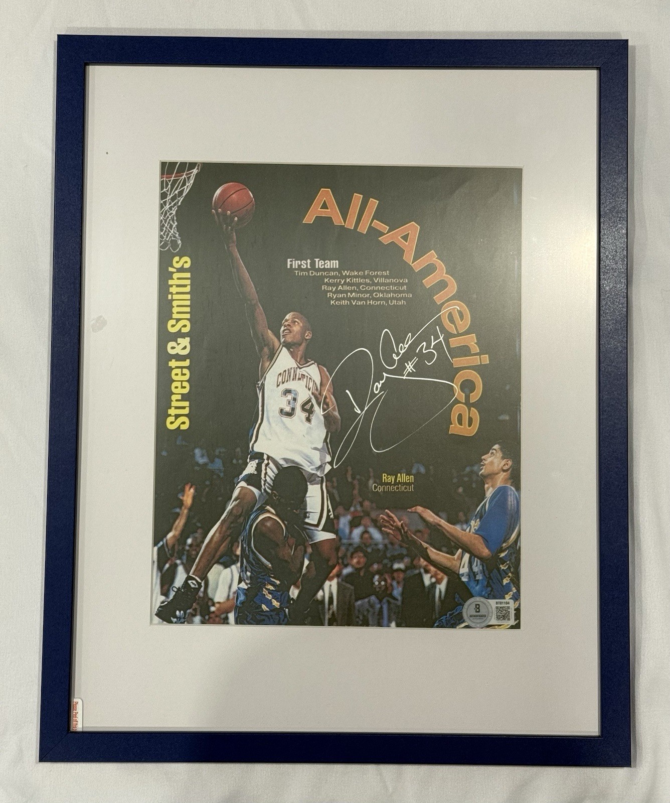 Ray Allen Autographed Signed UConn Huskies Framed 8x10 Street & Smith Photo Beckett COA 