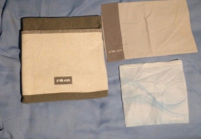 Eva  air First Class Blanket and pillow grey Size 35.5  x 62 