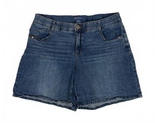 Plus Size Democracy AbSolution Womens 16W High Rise Stretch Scallop Denim Shorts