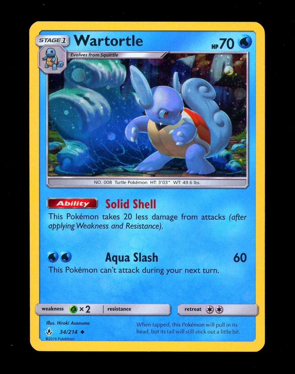 2019 Pokemon WARTORTLE Unbroken Bonds COSMOS HOLO Sun & Moon Set Card  34/214 NM