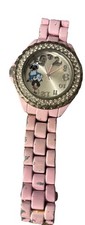 Disney Minnie Mouse Pink Bracelet Vintage Diamond Watch Silver Stainless Steel