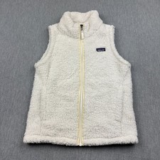 Patagonia Vest Girls Large 12 White Los Gatos Fleece Full Zip Outdoors 65490