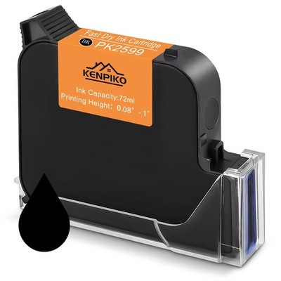 Kenpiko 72Ml Black Dry Ink Cartridge Pk2599 For 1 Inch Print Height Handheld