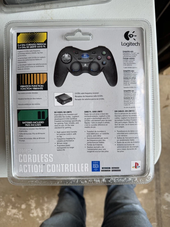 Logitech PS2 Wireless Cordless Action Controller Black Playstation Game NEW - Image 2 of 2