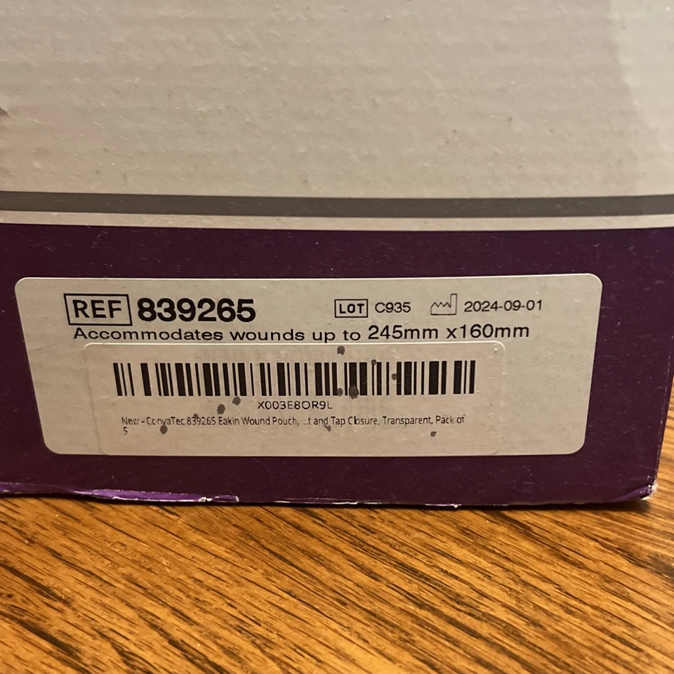 5 Convatec 839264 Eakin 9.7" x 6.3" Wound Pouches Remote Drainage Exp. 28 NIB * Foto 3 de 3