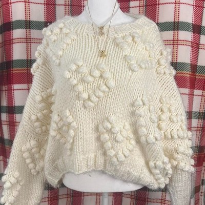 Coquette Heart Cream Sweater Winter Wonderland Boutique Knit Top Unique