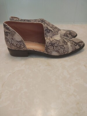 MI.iM Women's Open Cutout Side Flats Shoes Almond Toe Faux Snakeskin Size 9