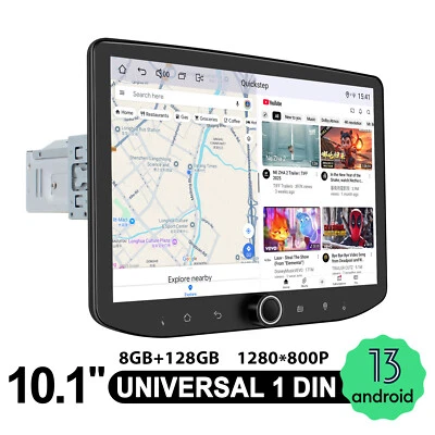 8+128GB Qualcomm Android 13 10.1 Zoll Autoradio Einzeldin mit Drehknopf 8 Kern