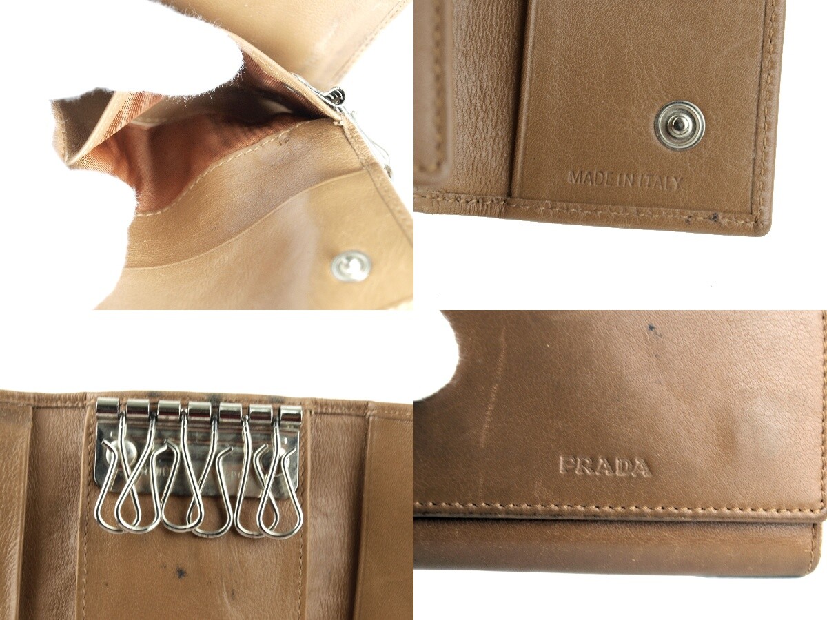 PRADA ブラウン レザー キーケース 186322 PRADA ブラウン レザー キーケース 186322