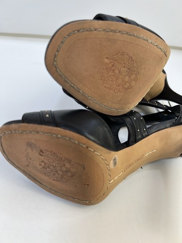Vince Camuto Roux Black Leather Studded Lace-Up Open Toe Stiletto Sandals 6.5 - Picture 11 of 17