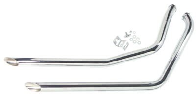 V-Factor 90025 Chrome 2'' Straight Drag Pipe 40'' Slash Cut Tips H-D Softail 86-06