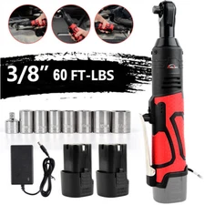 18V Electric Cordless Ratchet 3/8"Right Angle Wrench Impact Power Tool 2 Battery