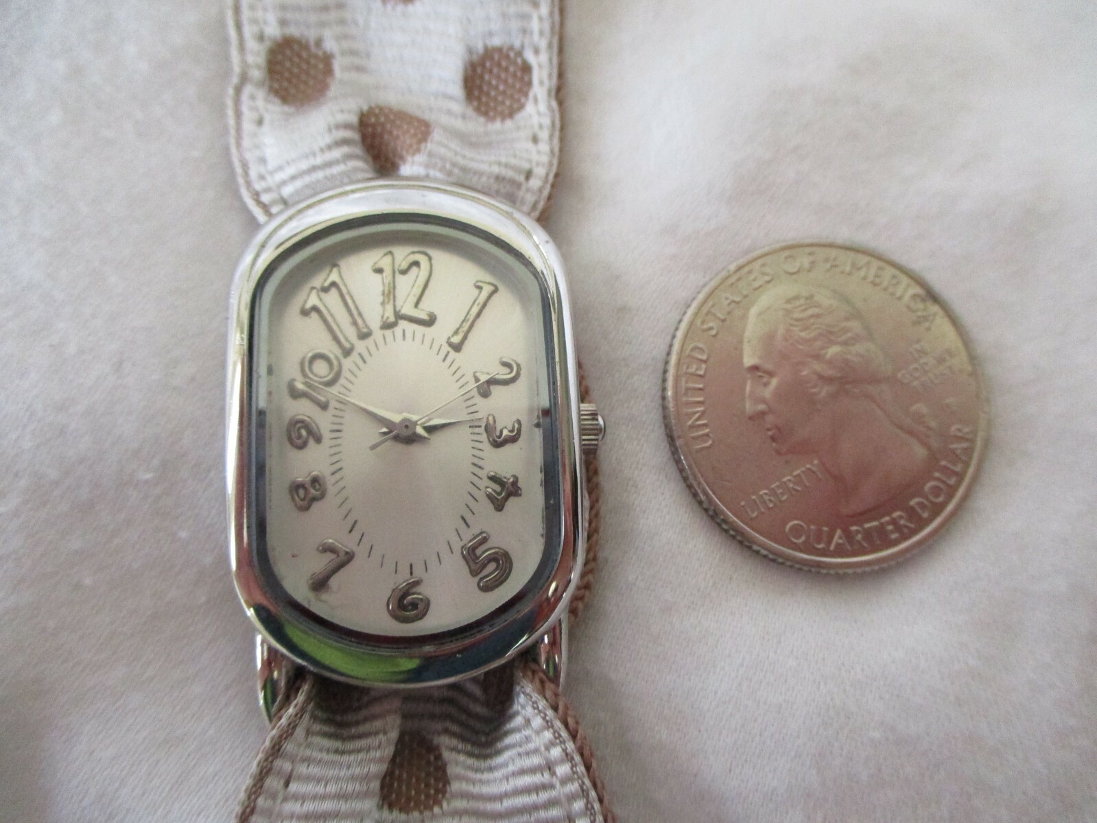 Wristwatch Silver Toned Rectangular Face Brown Po… - image 6