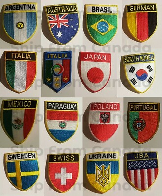 High Quality Country Flag emblem Embroidered Iron On Shield Patch 2''X2.5'' -New