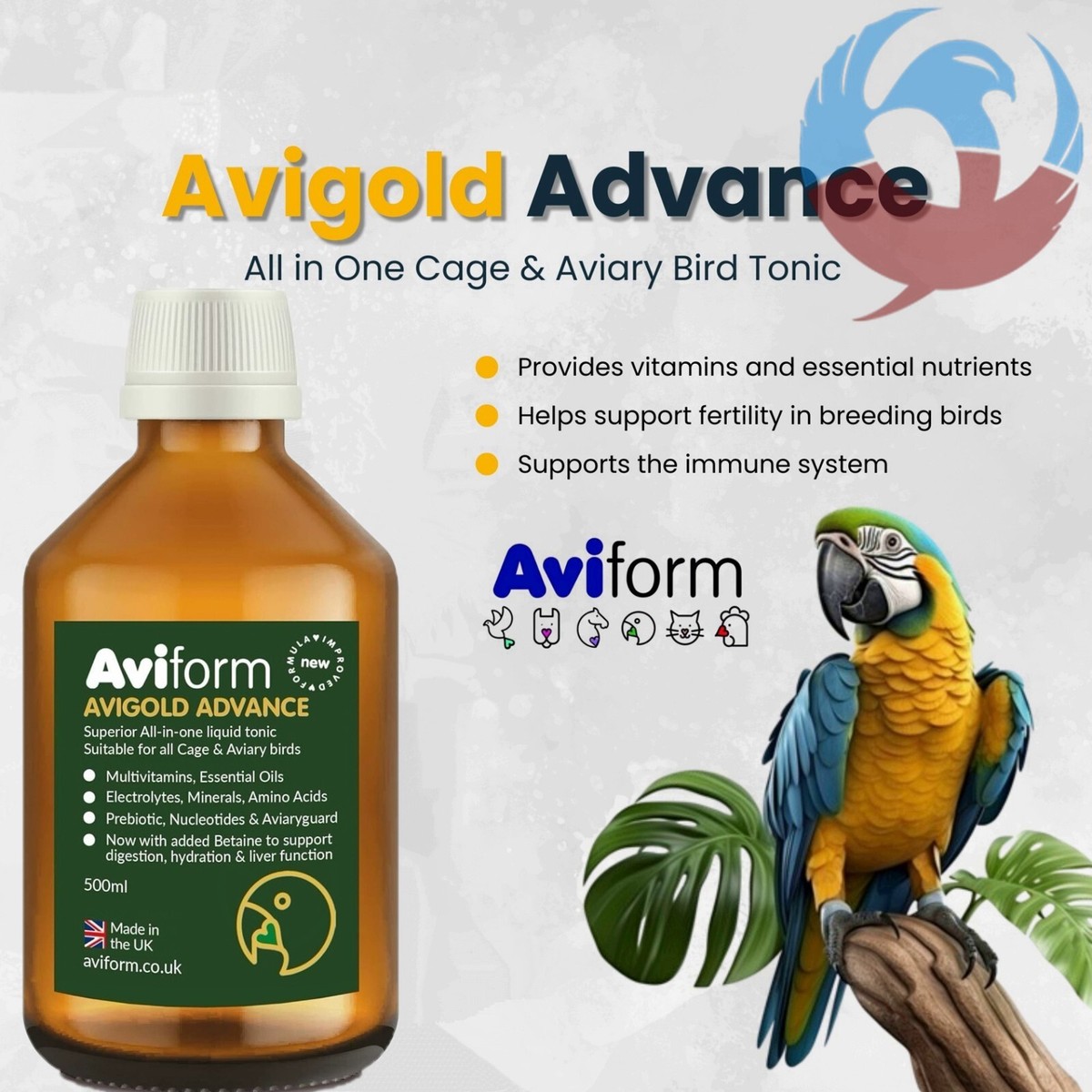 500ml AVIFORM AVIGOLD ADVANCE ALL IN ONE LIQUID TONIC PIGEONS
