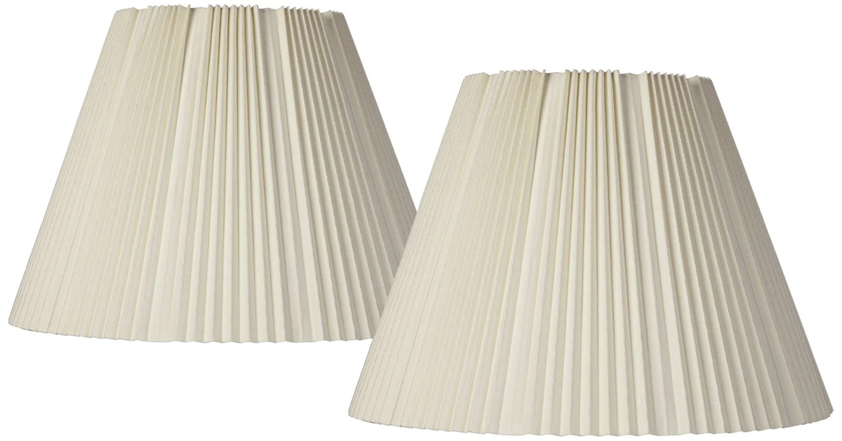 Set of 2 Empire Lamp Shades Eggshell Large 9x17x12.25 Spider Harp