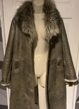 Centigrade Grey Faux Suede Coat/jacket With Faux Fur Lining/trim