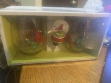 Seal Jingle & Joy Stemless Cardinal Set Of Two Wine Glasses With Bottle Stopper