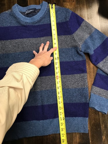GAP Men's Striped Sweater Gray/Blue Lambs Wool Size M - Picture 7 of 8