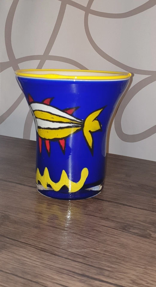 Blumenvase / Tischvase   Glas Fischmotive 1994 - Bild 4 von 4