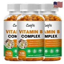1~3xVitamin B Complex-120 Tablets High Strength B1 B2 B3 B5 B6 B7 B9 & B12 Vegan